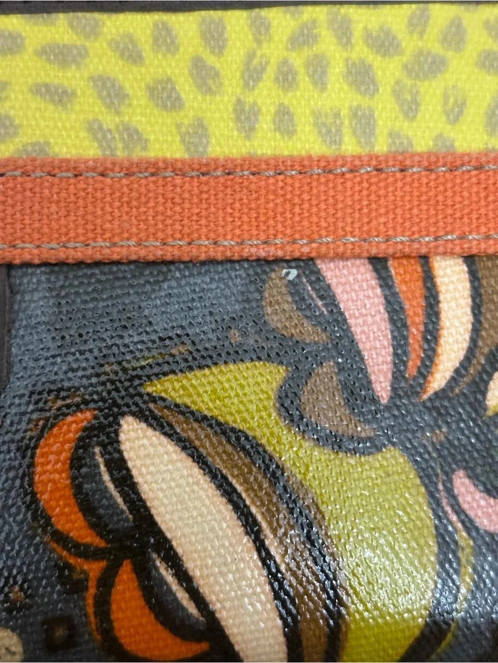 Fossil Floral Zip Wallet in Yellow, Orange, Brown and Black